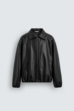 LEATHER EFFECT BOMBER JACKET