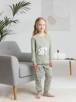 К 1541/шалфей,белые зайчики пижама дет