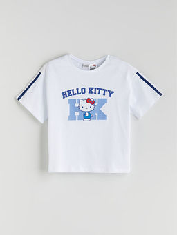 Bisiklet Yaka Hello Kitty Bask?l? K?z ?ocuk Ti??rt
