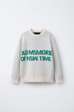 EMBROIDERED SLOGAN KNIT SWEATER