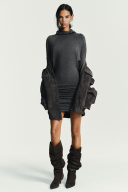 SPLIT SUEDE KITTEN HEEL BOOTS