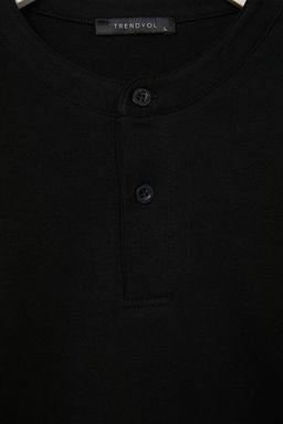 Siyah D___k Omuz Regular Wardrobe Essentials D__meli _nterlok Uzun Kol T-Shirt TMNAW27TS00003 - Trendyolmilla фото 2