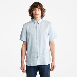 Мужская рубашка Timberland Shirt Mill River Linen Slim голубая
