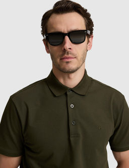 Haki Slim Fit Pamuk Kar___ml_ D__meli Polo Yaka Basic T-shirt