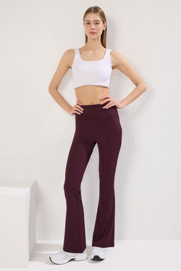 Koyu Visne Fitilli Ispanyol Paca Yoga Orme Spor Tayt TWOAW23TY00011