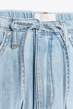 DRAWSTRING LOOSE-FITTING DENIM TROUSERS - Zara фото 8