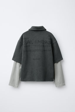 WASHED-EFFECT DOUBLE SLEEVE FLEECE SHIRT - Zara фото 2