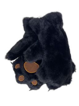 Молодёжные меховые зимние перчатки лапки , цвет черный