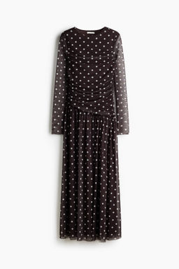 Vestido drapeado de malla