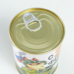 Носки мужские черные в банке «С 23 февраля! Кот на танке»