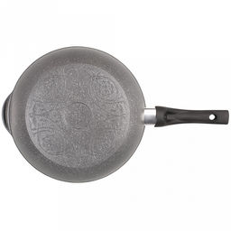 Сотейник с антипригарным покрытием д24см "Графит", h8,2см, s0,4см, ручка из термостойкого пластика, стеклянная крышка с пароотводом, подарочная упаковка (Россия)