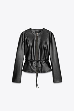 FAUX LEATHER PEPLUM JACKET - Zara фото 5