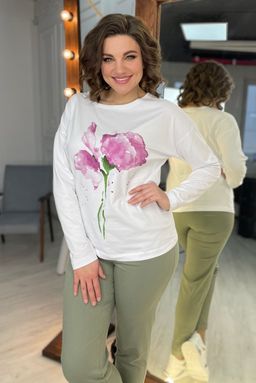 Свитшот Rumoda 2061/1 белый/лаванда  фото 5