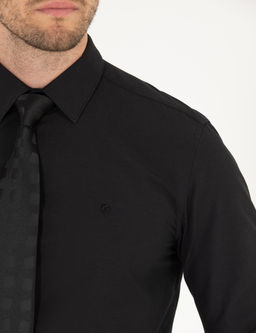 Siyah Slim Fit Uzun Kollu Klasik G_mlek