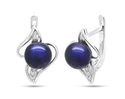 Серьги из серебра жемчуг, см046ч