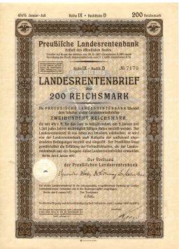 Облигация 4,5% 200 рейхсмарок 1937 года Германия