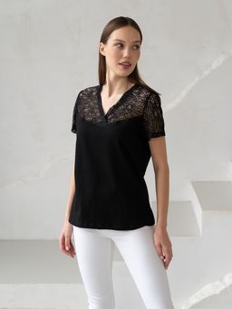 Футболка с кружевом.арт.406-2,черная - Binita фото 10