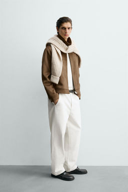 CROPPED FIT FAUX SUEDE JACKET - Zara фото 4