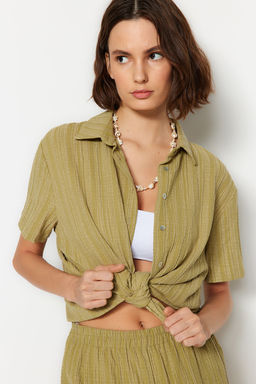 Ekru Dokuma Plaj Gomlek-Sort Tak?m TBESS23AU00054 - Trendyolmilla фото 10