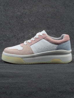 03-YG453-1 WHITE/PINK/BEIGE/LT. BLUE Кроссовки женские (натуральная кожа) - Фабричный китай фото 9