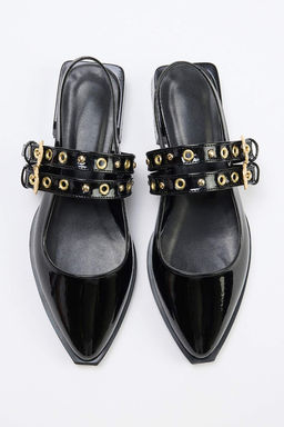 Teen Siyah Rugan Cift Bant Detayl? Kad?n Babet TAKSS26BE00010