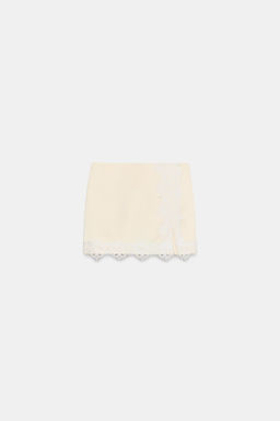 FALDA PANTAL?N COMBINADA ENCAJE / Amarillo