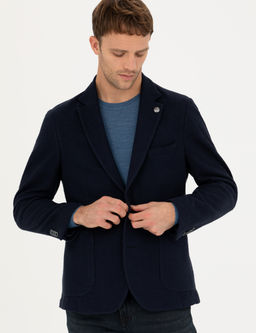 Lacivert %100 Pamuk Extra Slim Fit Spor Ceket