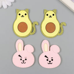 Цена за 4 шт. Декор для творчества иск. замша «Зверята и фрукты», 6×3.7 см, МИКС