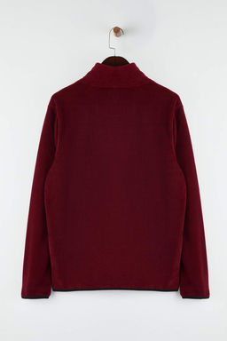 Bordo Regular/Normal Kesim Dik Yaka Fermuarl? Dikis Detayl? Polar Sweatshirt TMNAW26SW00036