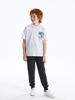 Bisiklet Yaka Bask?l? K?sa Kollu Erkek ?ocuk Ti??rt - Waikiki фото 3