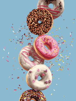 ФРЕЯ PNB/PM-264 Набор для раскрашивания по номерам 40 х 30 см Аппетитные пончики