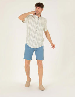 Koyu Mavi Slim Fit Bermuda _ort