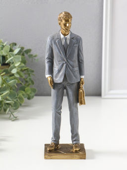 Сувенир полистоун "Мужчина-адвокат в сером костюме с портфелем" 24,5 см