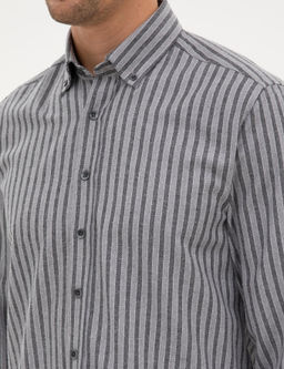 Gri Regular Fit _izgili Uzun Kollu G_mlek - Pierre cardin фото 7
