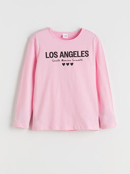 Bisiklet Yaka Los Angeles Bask?l? K?z ?ocuk Pijama ?st