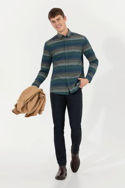 U. S. Polo Assn / Мужская зеленая рубашка с длинным рукавом - U.s. polo assn фото 2