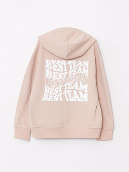 Kap??onlu Bask?l? Uzun Kollu K?z ?ocuk Sweatshirt - Waikiki фото 2