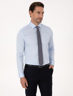 A__k Mavi Slim Fit %100 Pamuk Yar_m _talyan Yaka Klasik G_mlek - Cacharel фото 3