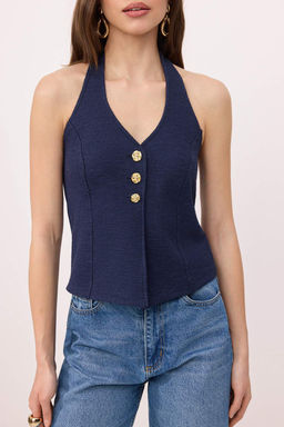 TRENDYOLMILLA Ekru Slim Tuvit Kumas Cicek Dugme Aksesuarl? Crop Orme Yelek TWOSS25YE00081  фото 14