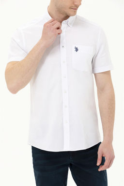 Мужская белая рубашка с коротким рукавом - U.s. polo assn фото 13
