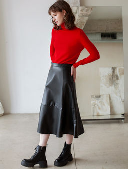 VILATTE / Водолазка тонкой вязки из хлопка с нейлоном  фото 4