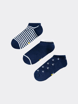 Набор детских коротких носков (3 пары) в синем цвете с рисунками - Mark formelle фото 3
