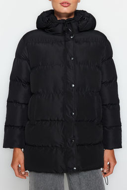 TRENDYOLMILLA Siyah Kapusonlu Su Itici Sisme Mont TWOAW24MO00184  фото 8