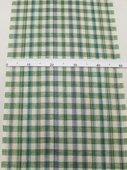 Холст полотенечный Клетка меланж цв.зеленый/суровый, ш.0.5м, лен-40%, хлопок-60%, 200гр/м.кв - Купава фото 2