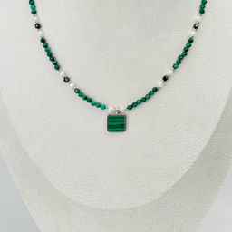 Колье из Малахита, Жемчуга и Шпинели 40 см +