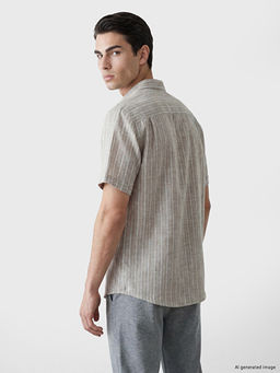 Regular Fit ?izgili K?sa Kollu Erkek G?mlek - Waikiki фото 3
