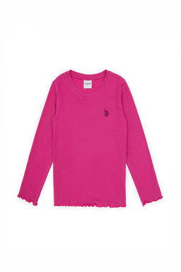 K_z _ocuk Pembe Bisiklet Yaka Basic Sweatshirt Sepette S_rpriz _ndirim