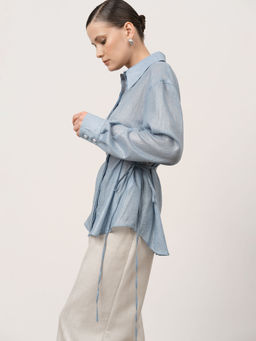 Блуза из хлопка 5011821 голубая