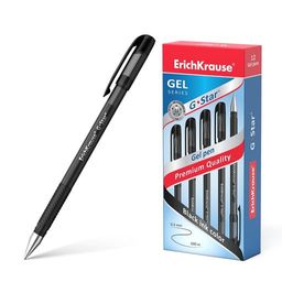 Цена за 12 шт. Ручка гелевая ErichKrause G-Star® Stick&Grip Original 0.5, цвет чернил черный (в коробке по 12 шт.)
