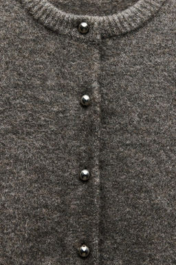 KNIT CARDIGAN WITH METAL BALL BUTTONS - Zara фото 8